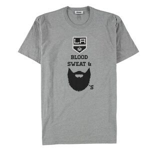 Rinky Mens LA Kings Blood Sweat Beard Graphic T-Shirt, Grey, L, DM